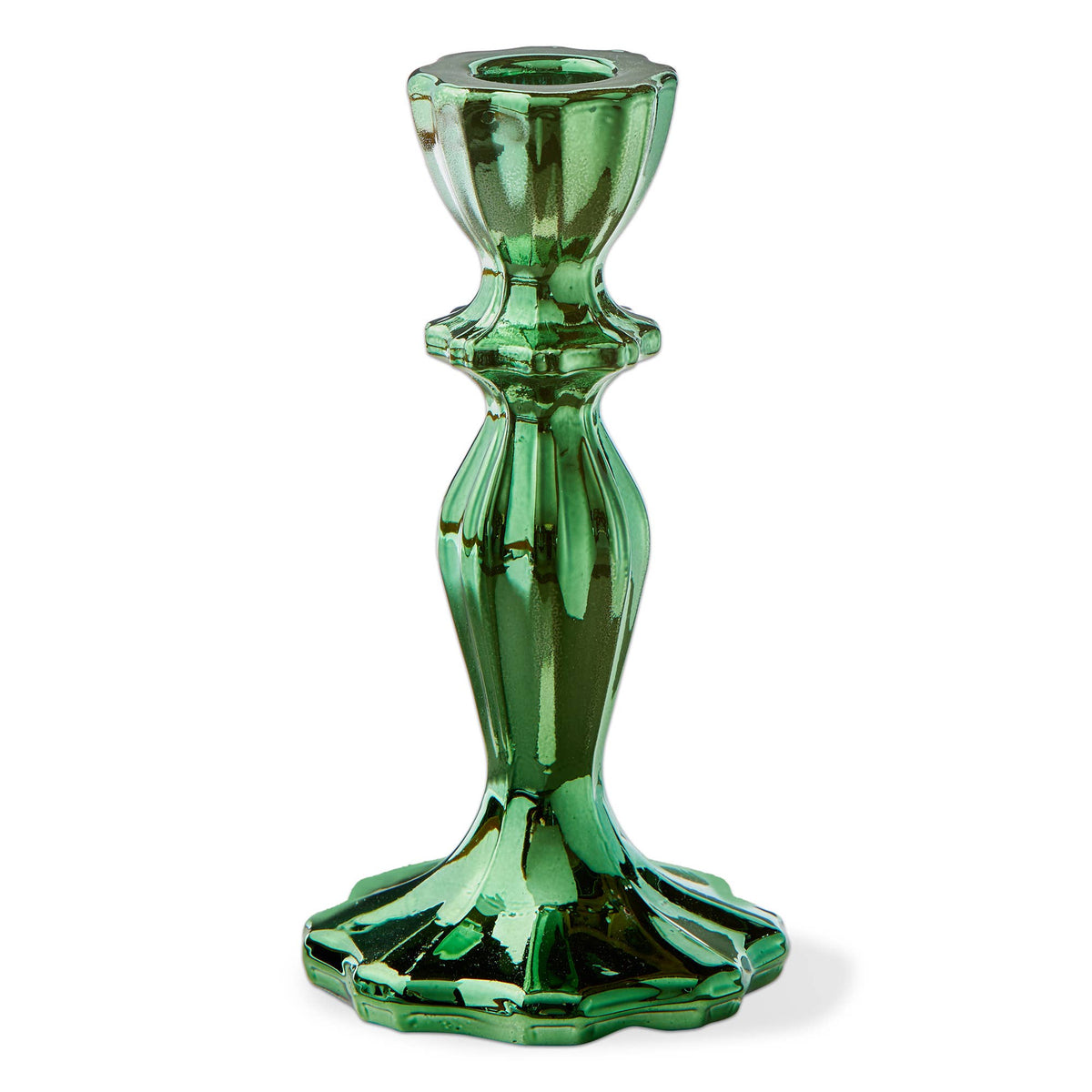 Green Mercury Glass Taper Holder Large for Christmas