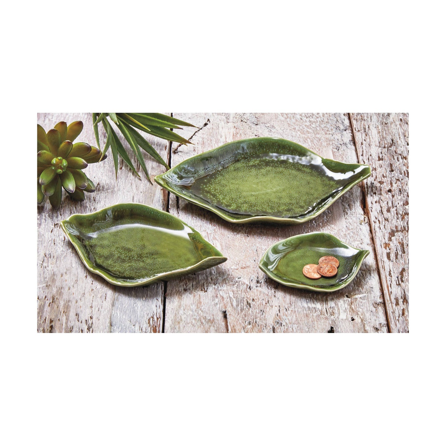 Leaf Dish - Green Stoneware Summer