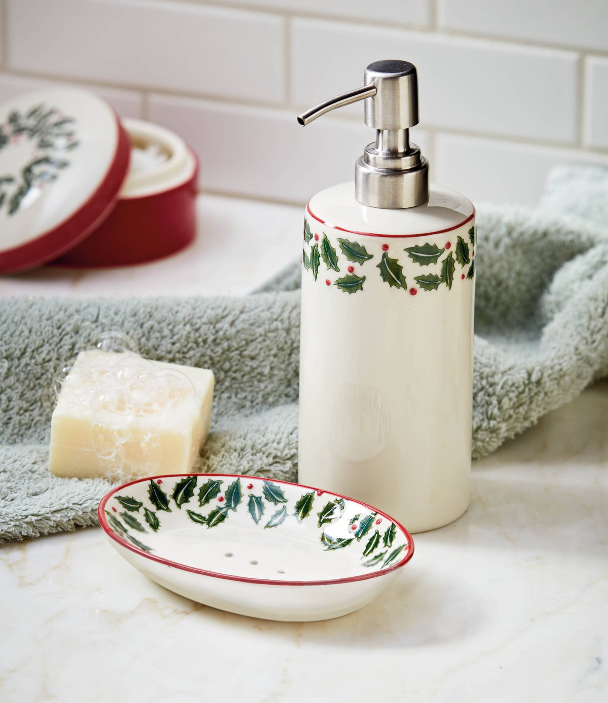Tis The Season Soap Pump Dispenser Multi Stoneware Christmas