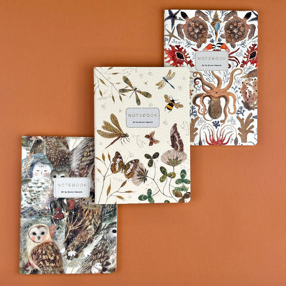 Vegan Leather A5 Notebook - Owls