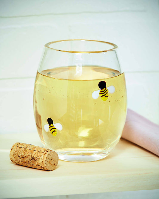 Bee Stemless Wine Glass Multi Spring