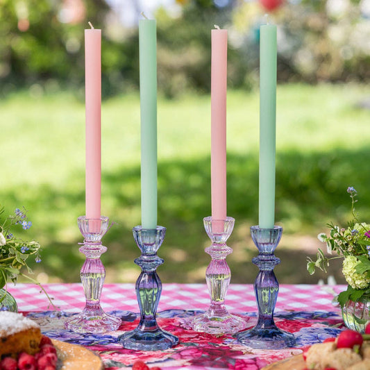 Pink Glass Candle Holder