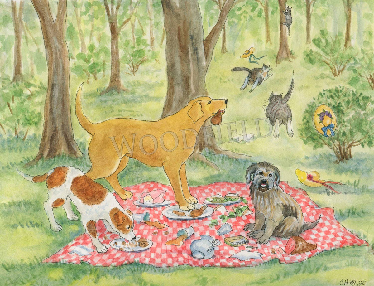 #315 - Bad Dog Picnic Notecard