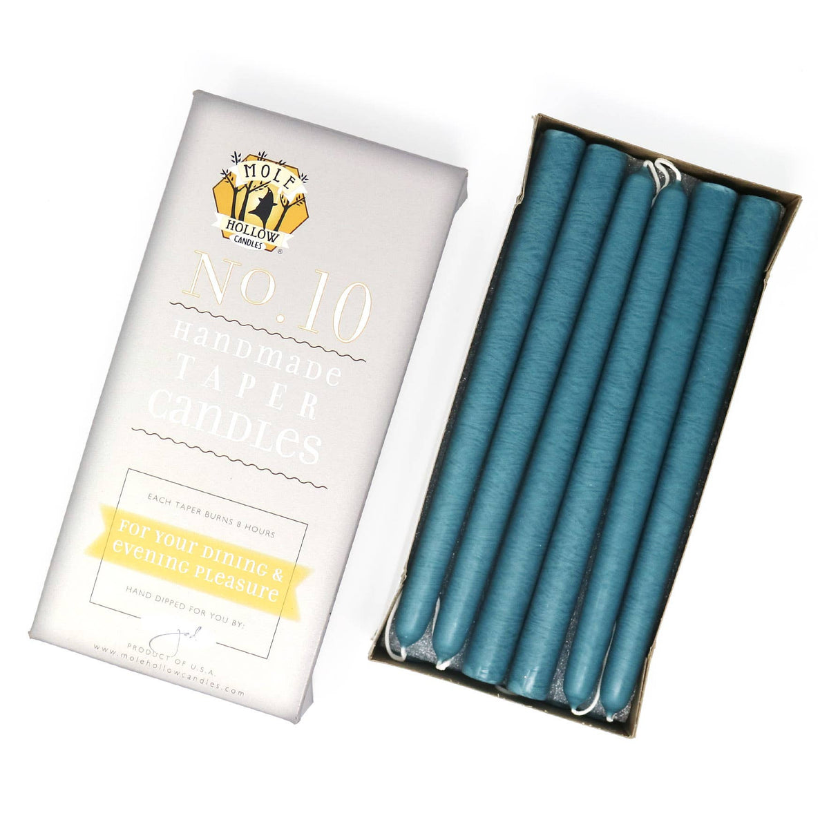 10" Hand Dipped Unscented Taper Candles - 39 Colors USA Made