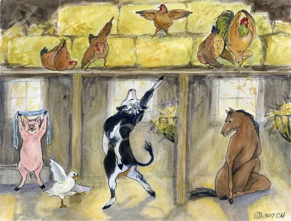 #774 - Barnyard Yoga Notecard