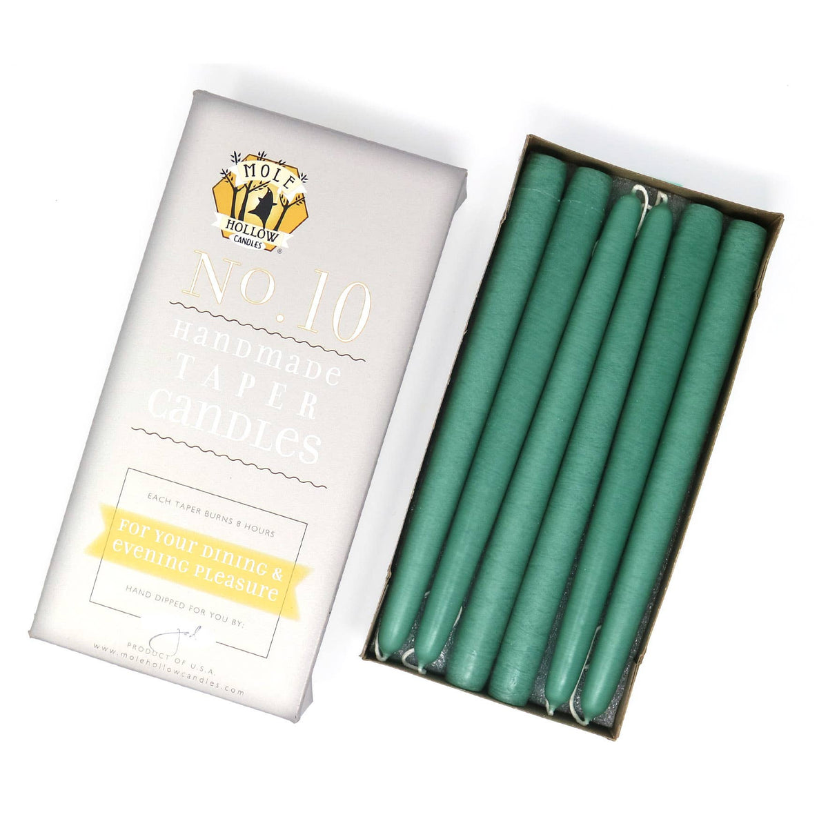 10" Hand Dipped Unscented Taper Candles - 39 Colors USA Made