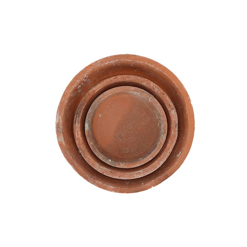 Aged Terracotta Round Saucers