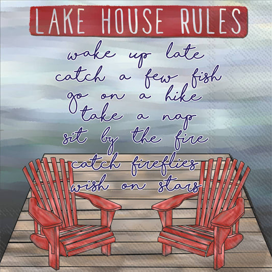 Paper Cocktail Napkins Pack of 20 Lake House Rules
