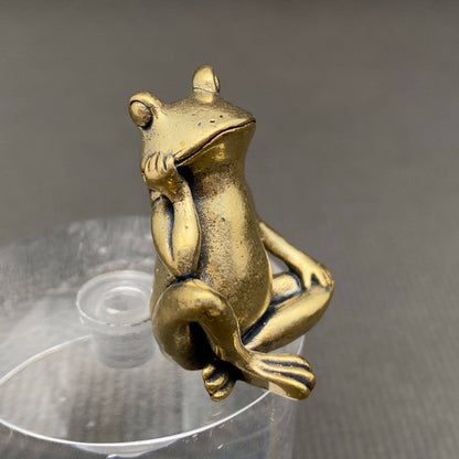 Brass Sitting Frog Crafts Desktop Ornaments Decoration