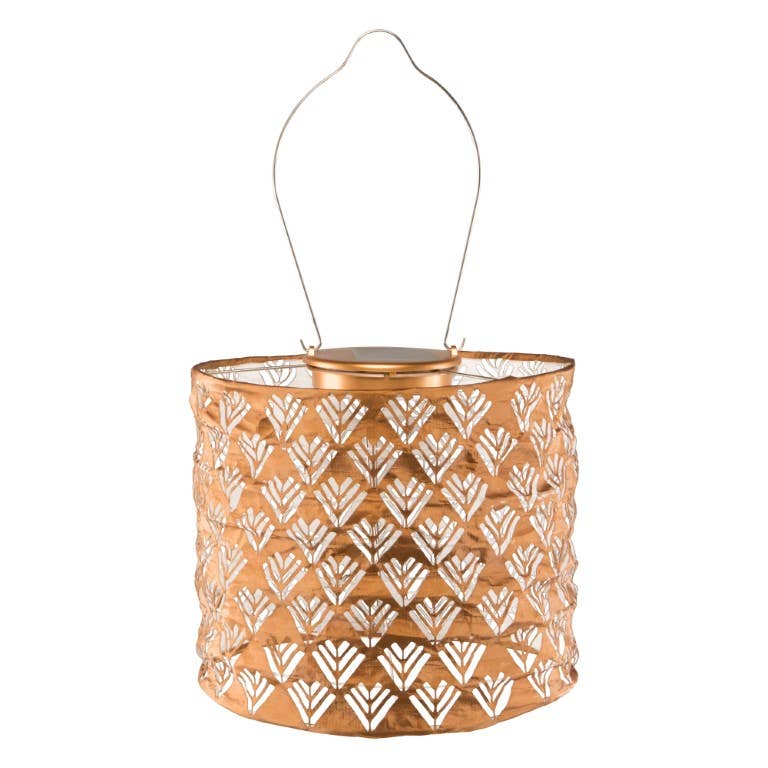 Stella Chevron Drum Solar Lantern - Copper