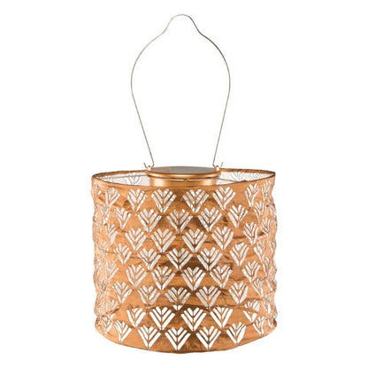 Stella Chevron Drum Solar Lantern - Copper