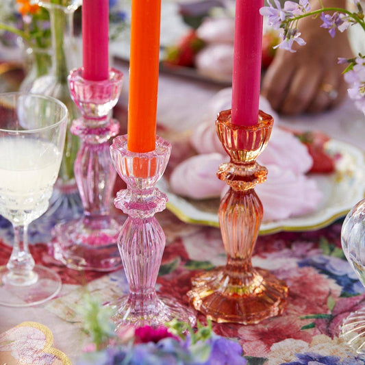 Pink Glass Candle Holder