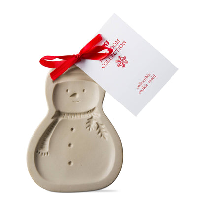 Snowman Heirloom Cookie Mold Natural Stoneware