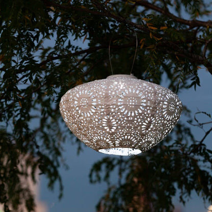 Stella Crown Chantilly Lace Solar Lantern - Porcelain