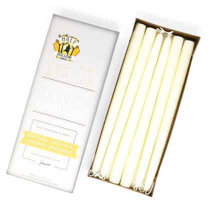 12" Hand Dipped Unscented Taper Candles - 39 Colors USA Made
