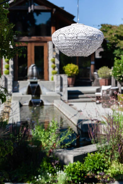 Stella Crown Chantilly Lace Solar Lantern - Porcelain