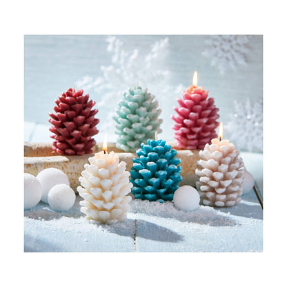 Frosted Pine Cone Candle Pink Paraffin Wax Christmas