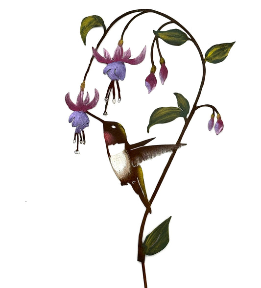Hummingbird on Fuchsia Pick -Painted