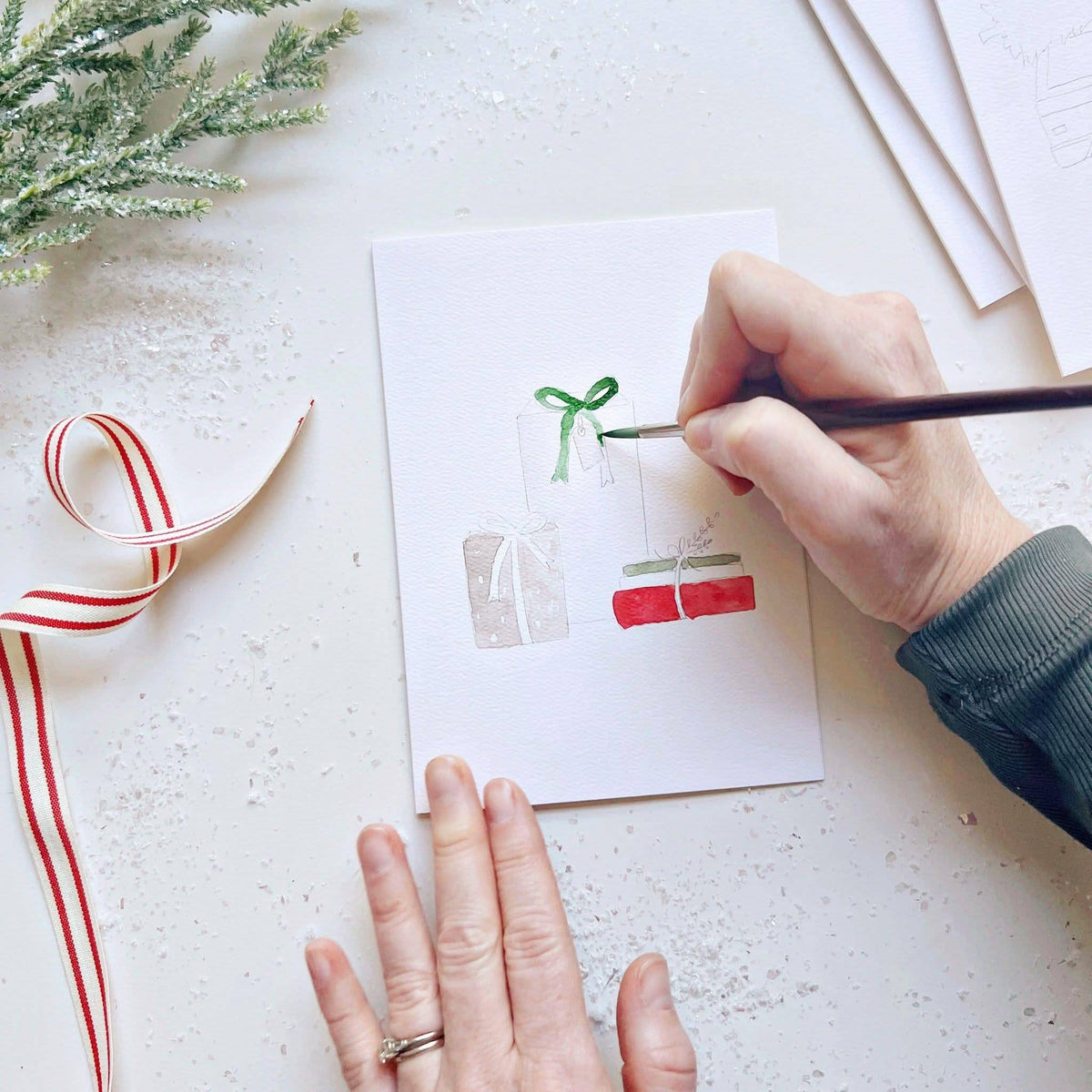 Christmas cheer paintable watercolor notecard set
