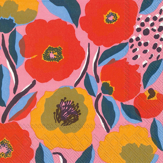 Paper Cocktail Napkins Marimekko Rosarium rose