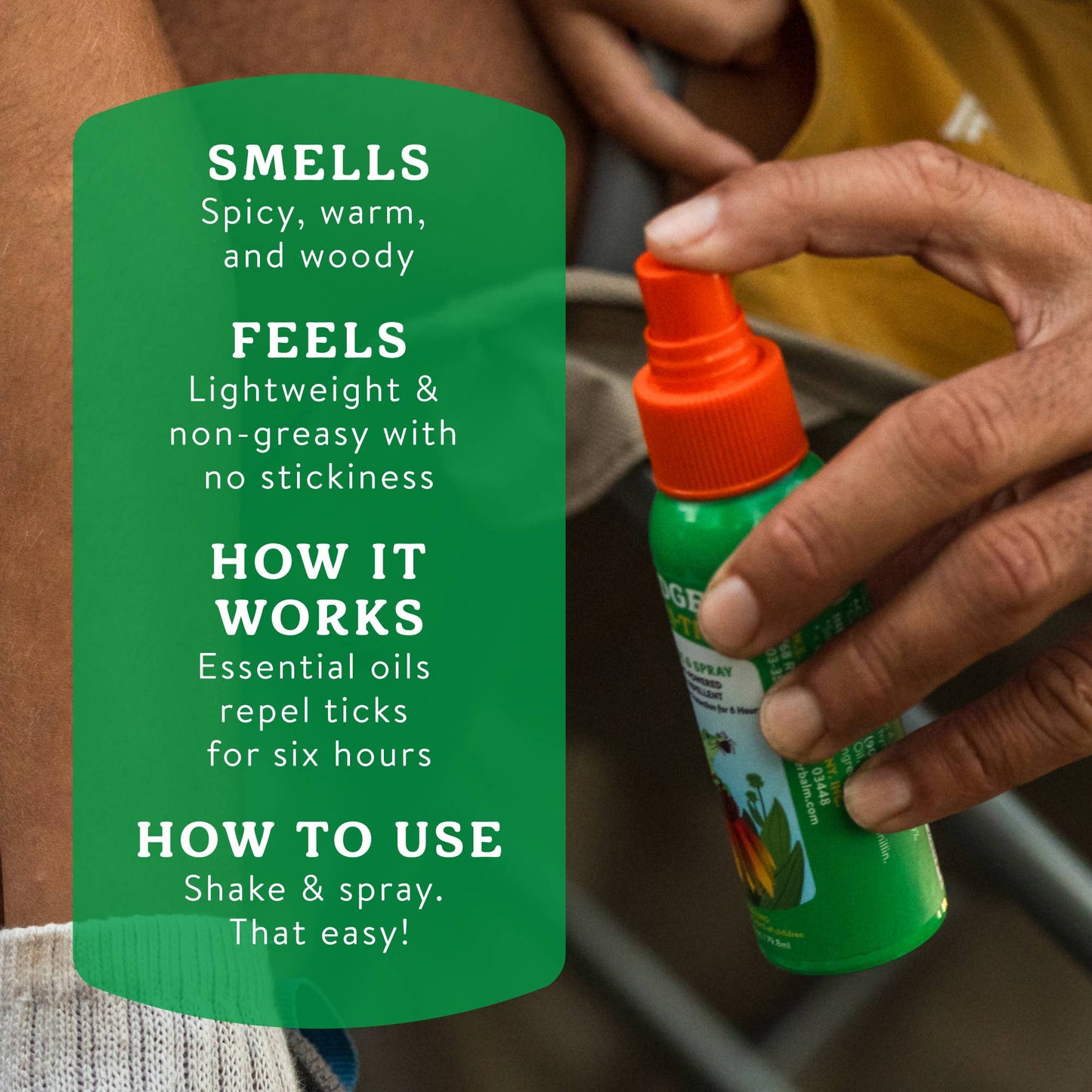 Badger Tick Spray, All Natural Tick Repellent, Deet-Free