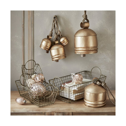 Christmas Antique Hanging Bells Set of 3 - Antique Gold