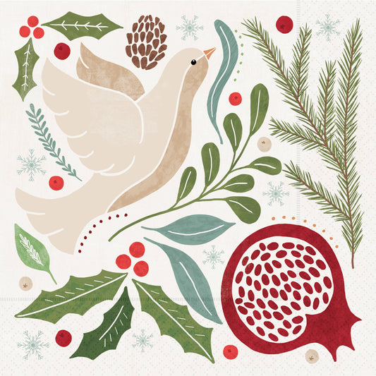 Paper Cocktail Napkins 20ct Winter Berry Dove