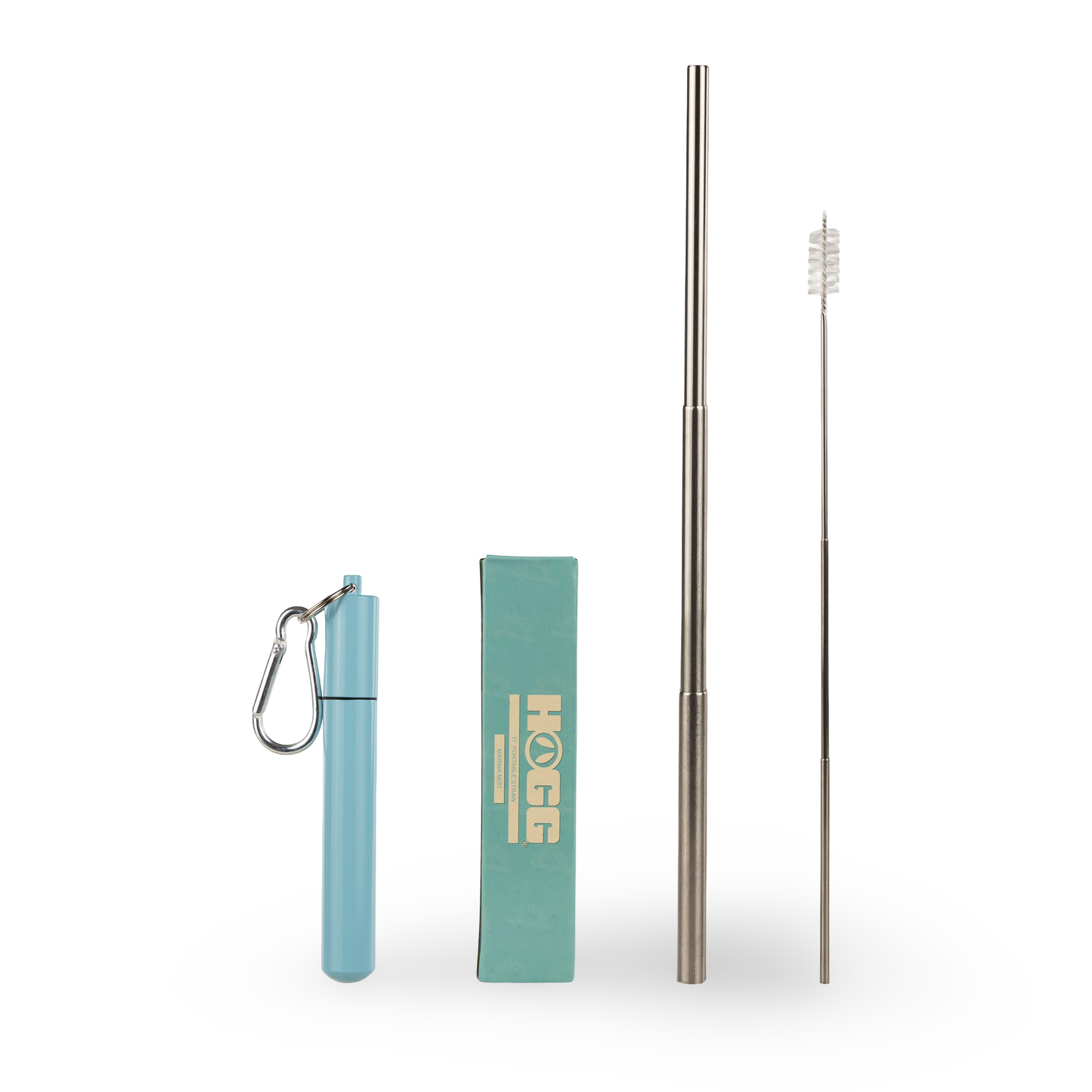 Collapsable Metal Straw Keychain w/ Cleaner