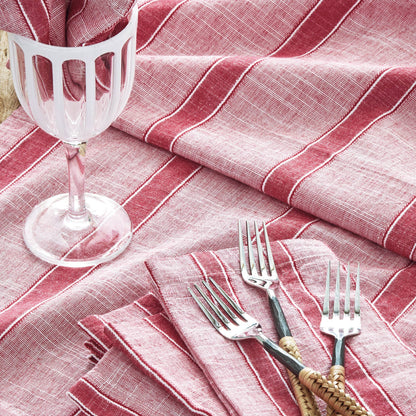 Red & White Stripe Napkin Set/4