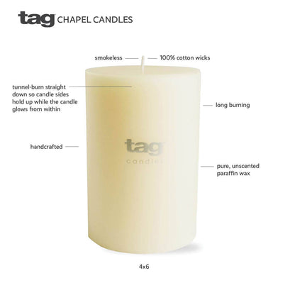 Chapel Wedding Pillar Candle 4x6 - White