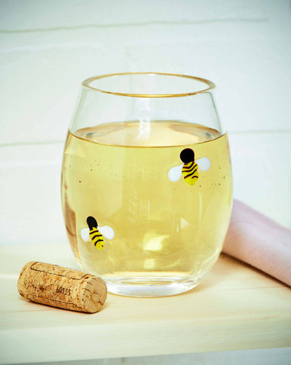 Bee Stemless Wine Glass Multi Spring