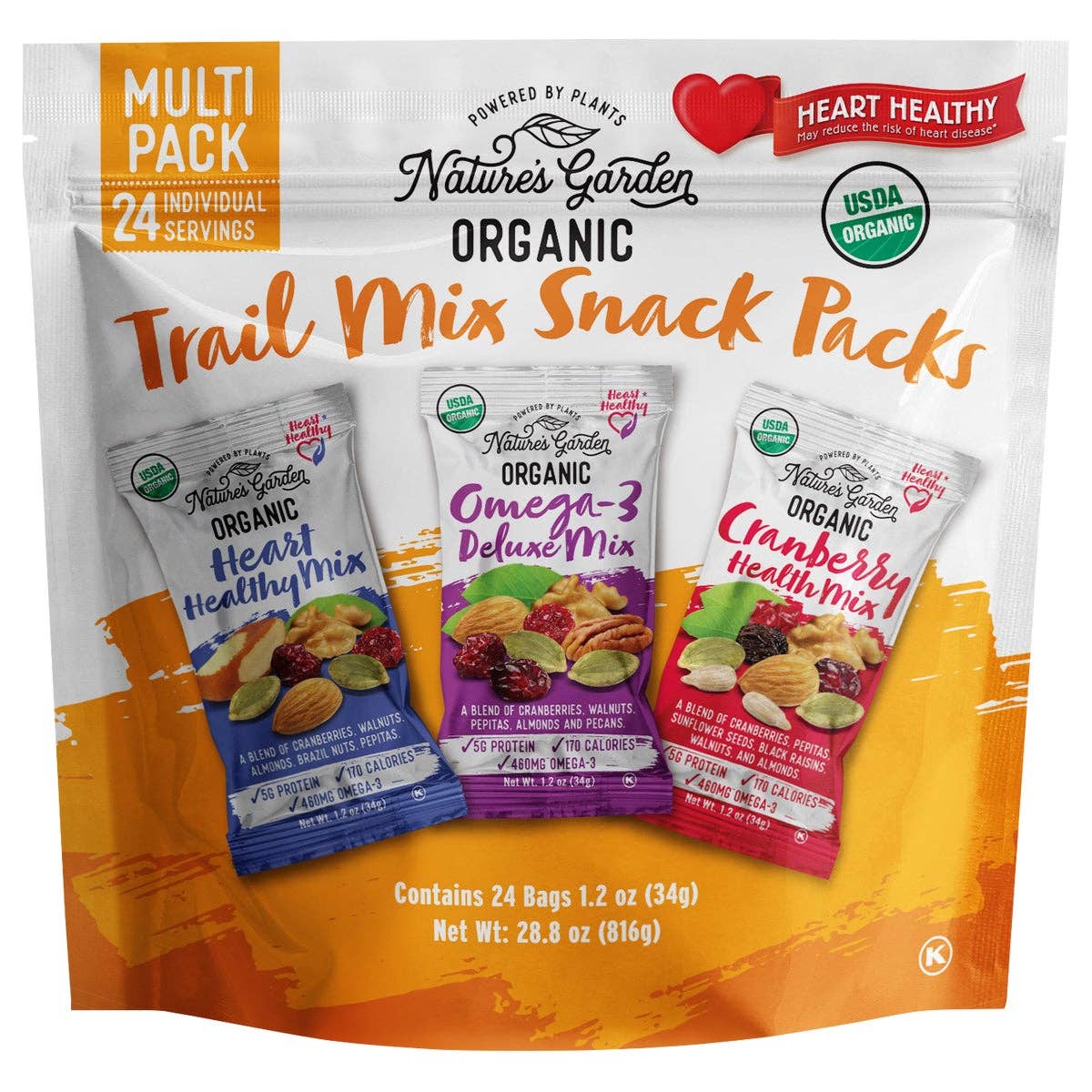 Nature's Garden Organic Trail Mix, Variety Pk, 1.2oz 24 ct