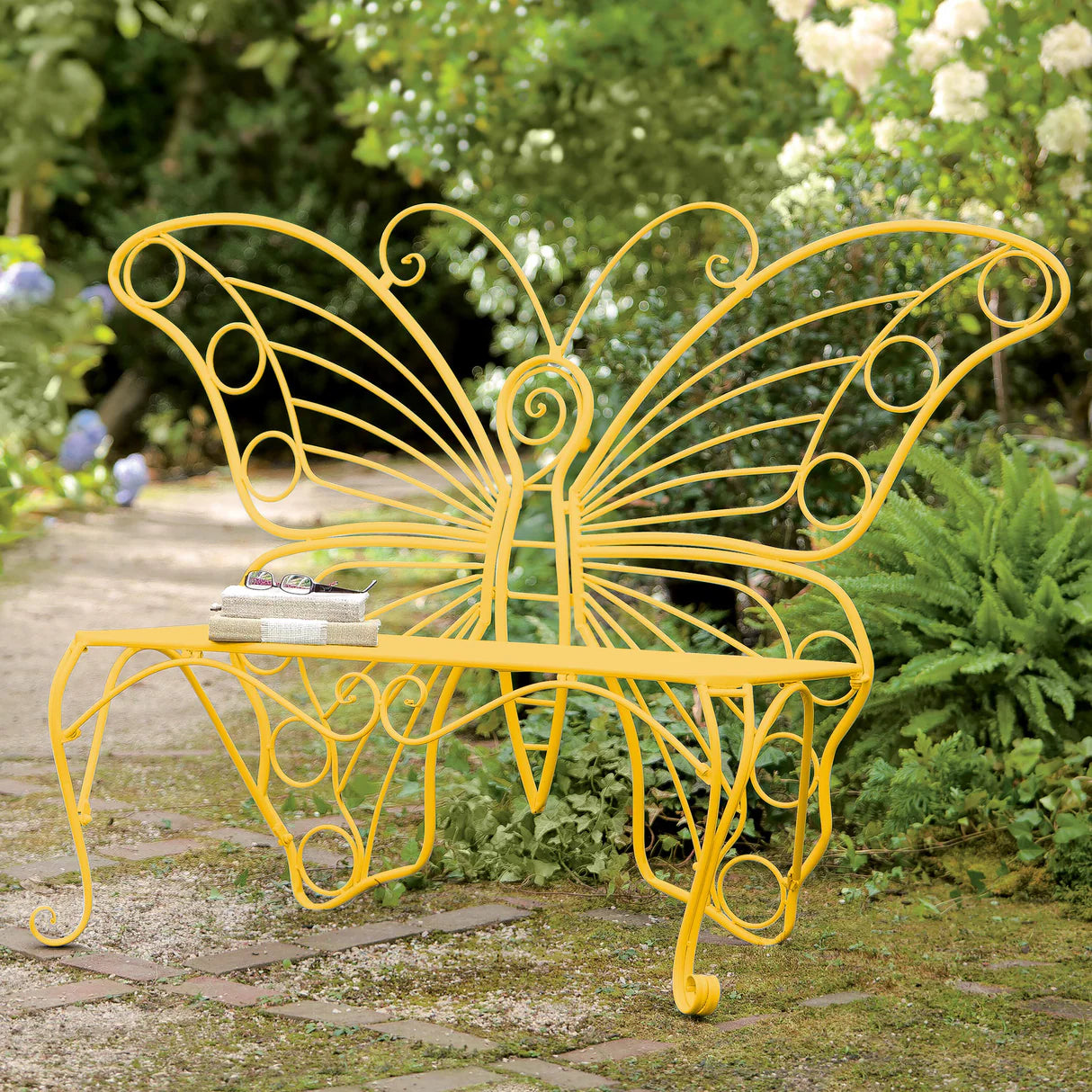 Yellow Metal Garden Butterfly Chair