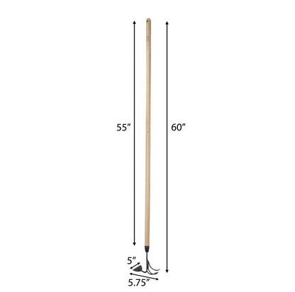 DeWit Comby Hoe – 3-Tine Cultivator & Half-Moon Hoe w/ Long Handle