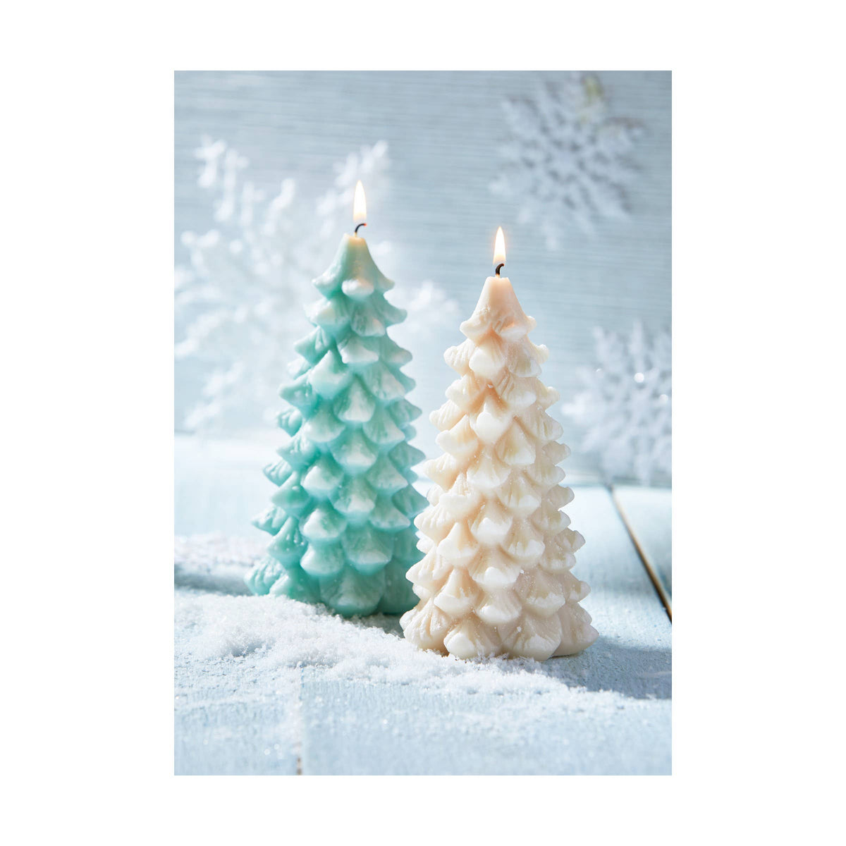 Frosted Pine Tree Candle Blush Paraffin Wax Christmas