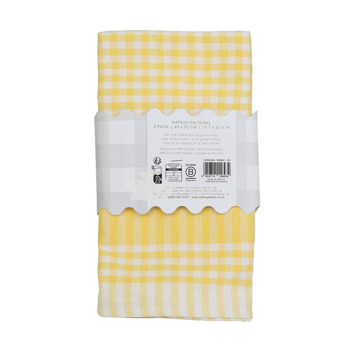 Yellow Gingham Napkins - 2 Pack