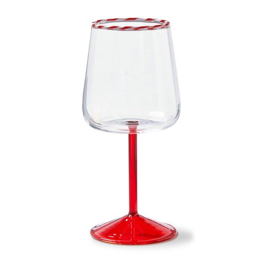 Peppermint Stripe All Purpose Wine Glass Red Borosilicate
