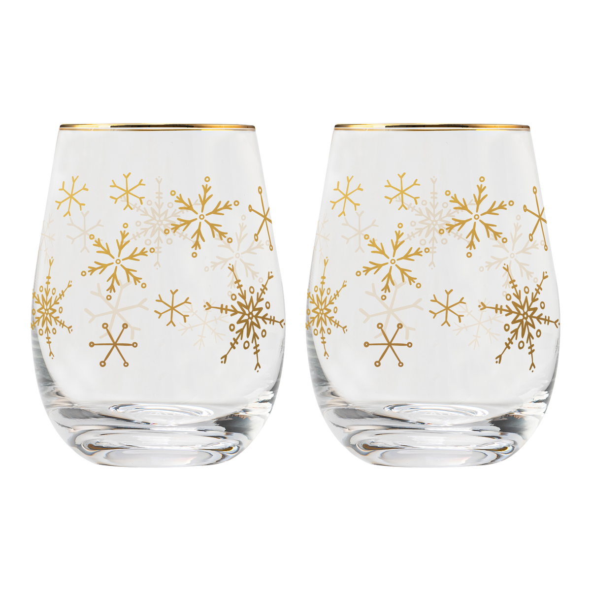 Snowflakes Stemless Wine Glasses, Boxed Set of 2