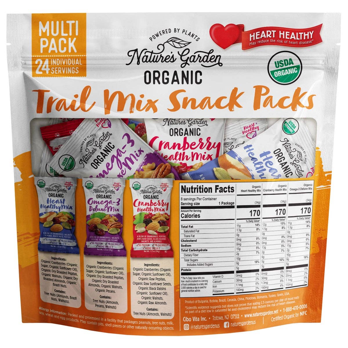 Nature's Garden Organic Trail Mix, Variety Pk, 1.2oz 24 ct