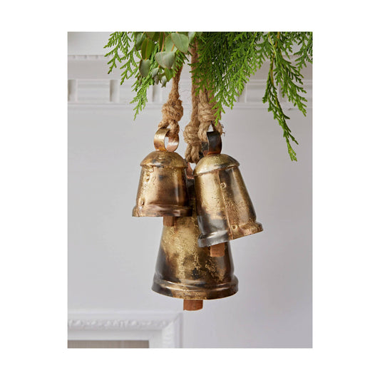 Heritage Bells Set of 3 Antique Brass Wrought Iron Christmas
