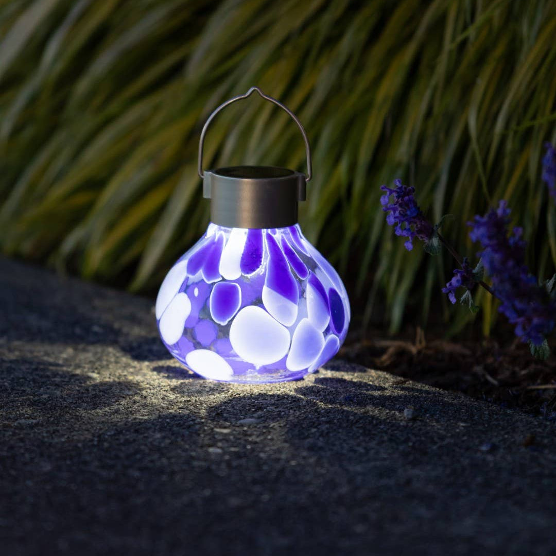 'Periwinkle' Tea Lantern - Glass Outdoor Solar Lantern