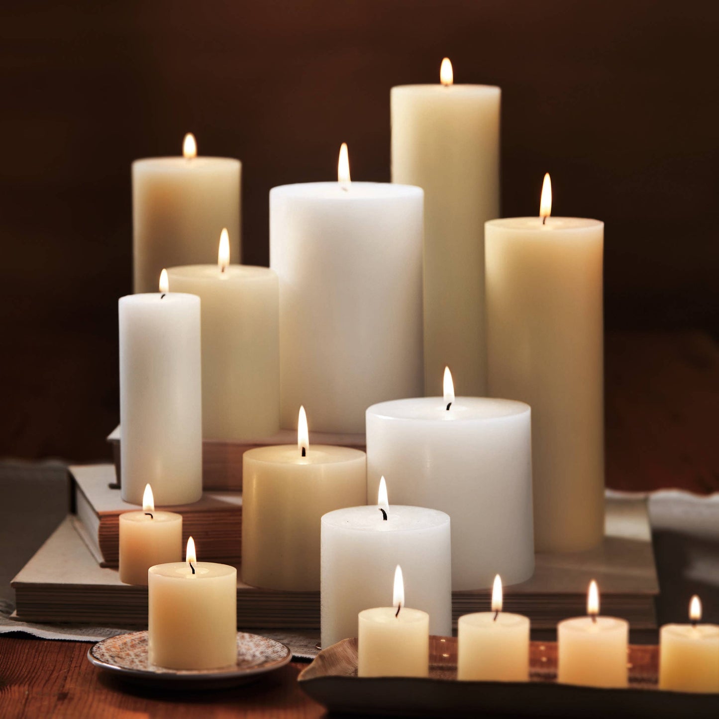 Chapel Wedding Pillar Candle 4x4 - White