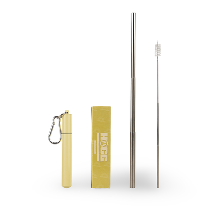 Collapsable Metal Straw Keychain w/ Cleaner