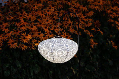 Stella Crown Chantilly Lace Solar Lantern - Porcelain