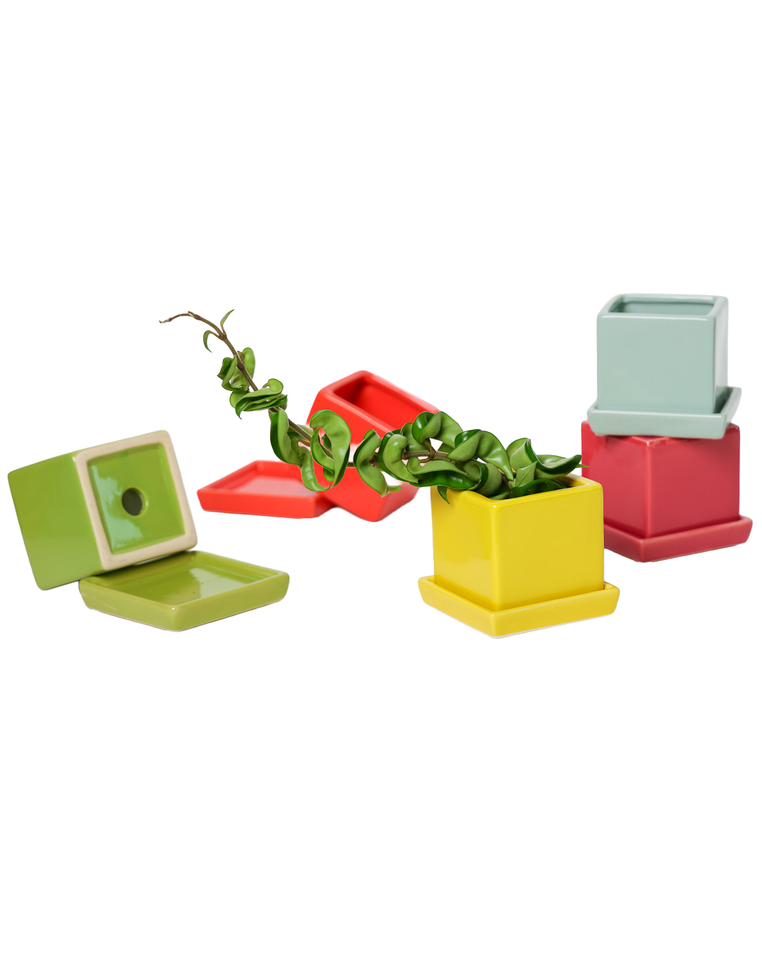 Cube Pot With Saucer And Drainage Hole 60 Plus Colors