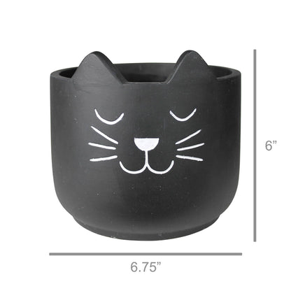 Cement Cat Cachepot Large