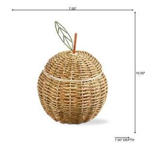 Apple Lidded Basket Natural Seagrass