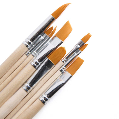 Paintbrush Set - Nylon Filament in Clear Bag - 8 Assorted