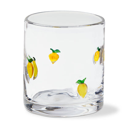 Lemon Double Old Fashioned Glass Yellow Summer