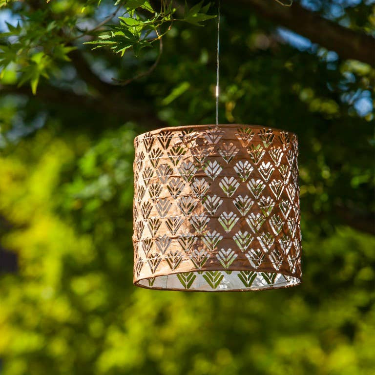 Stella Chevron Drum Solar Lantern - Copper